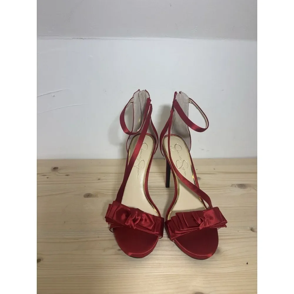 Jessica‎ Simpson Red Ruffles Stiletto Heels Size 9 8.5 EE7